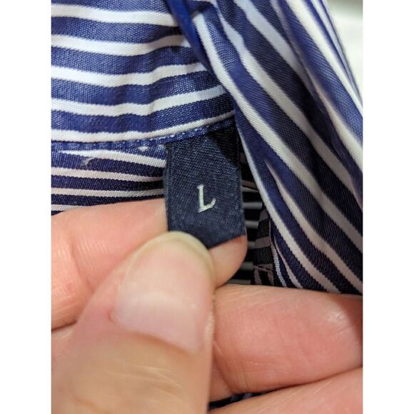 Orian Vintage Men's Blue & White Striped Long-Sleeve Button-Down Shirt Size L - Picture 5 of 8